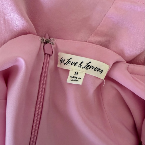 For Love And Lemons Pink Satin Slip with Rhinestone Trim - Picture 6 of 8